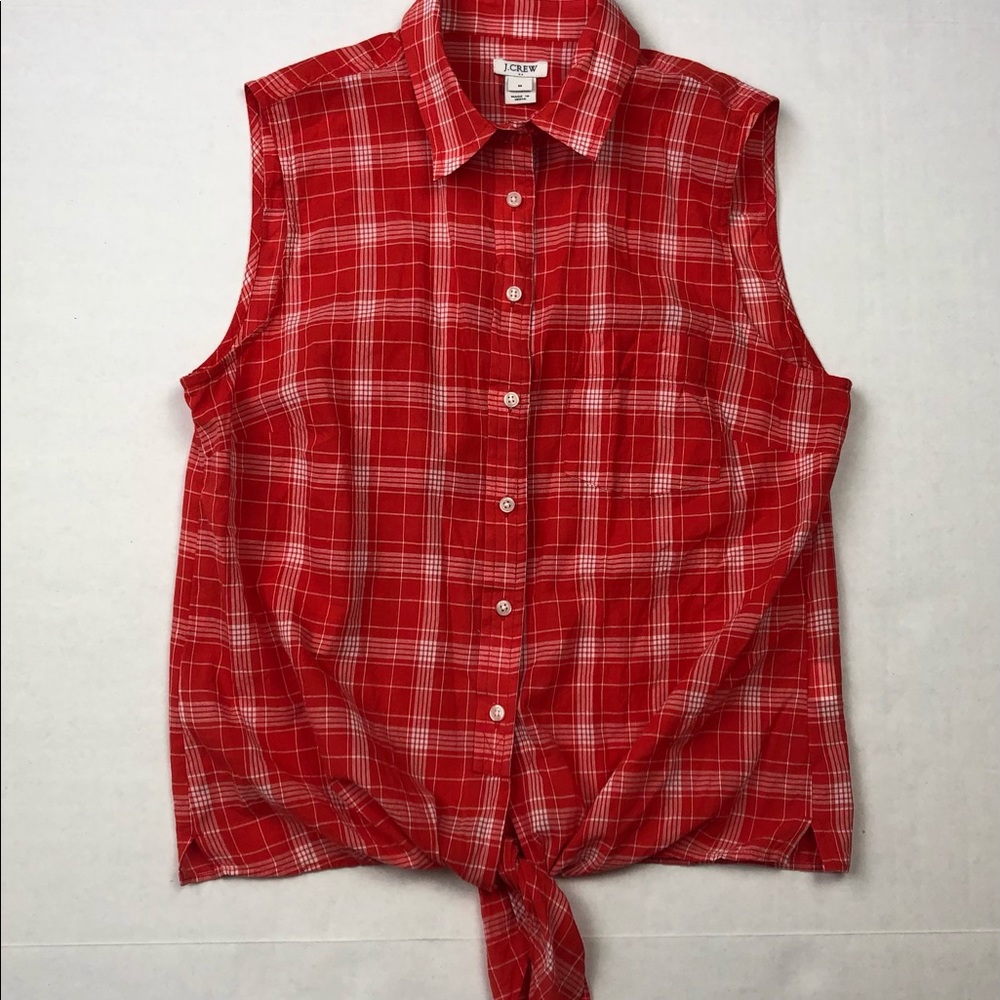 J.Crew Factory Store Women Orange Sleeveless Button-Down Shirt M